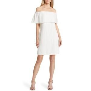 Charles Henry Ivory White Off Shoulder Ruffle Dress S NWT Bridal Bachelorette